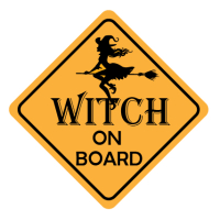 Auto/raam sticker witch on board1 15x15cm